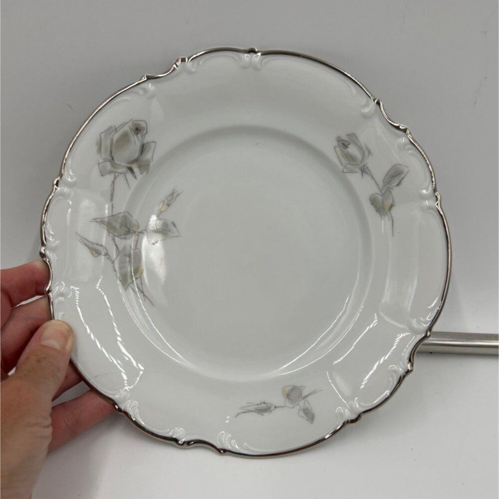 Vintage Lorenz Hutschenreuther Grey Rose Salad Plate 7 3/4" Porcelain Germany - Picture 2 of 5